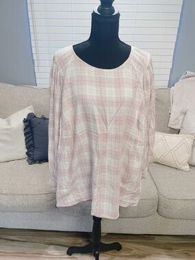 Ava & Viv Plaid Pink Women's Blouse Size 1X